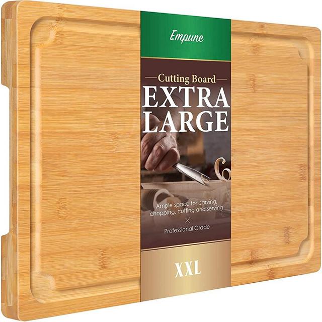 XXLarge Cutting Board, 20" Bamboo Cutting Boards for Kitchen with Juice Groove and Handles Kitchen Chopping Board for Meat Cheese board Heavy Duty Serving Tray, XXL, Empune
