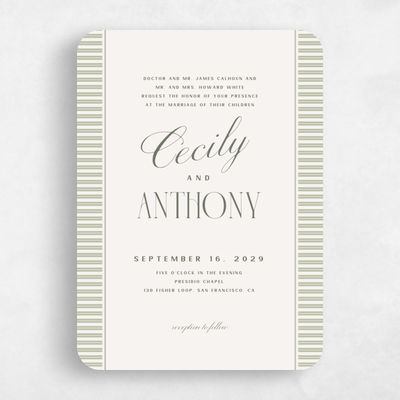 Green Rounded Wedding Invitation - Connell Portrait