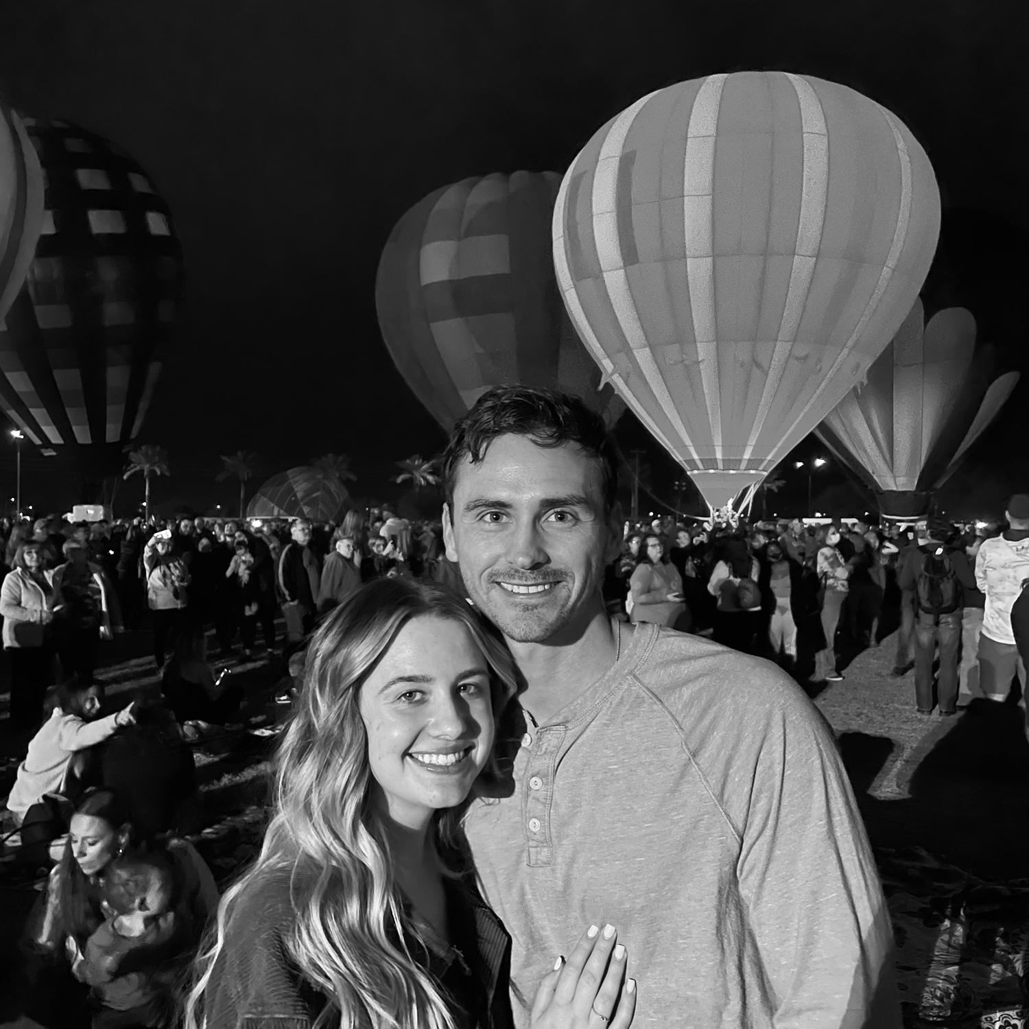 Hot air balloon festival where Sara first met Ash and Pay
