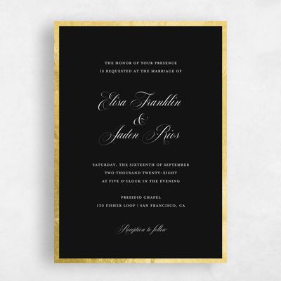 Black Wedding Invitation - Azurite Portrait Foil