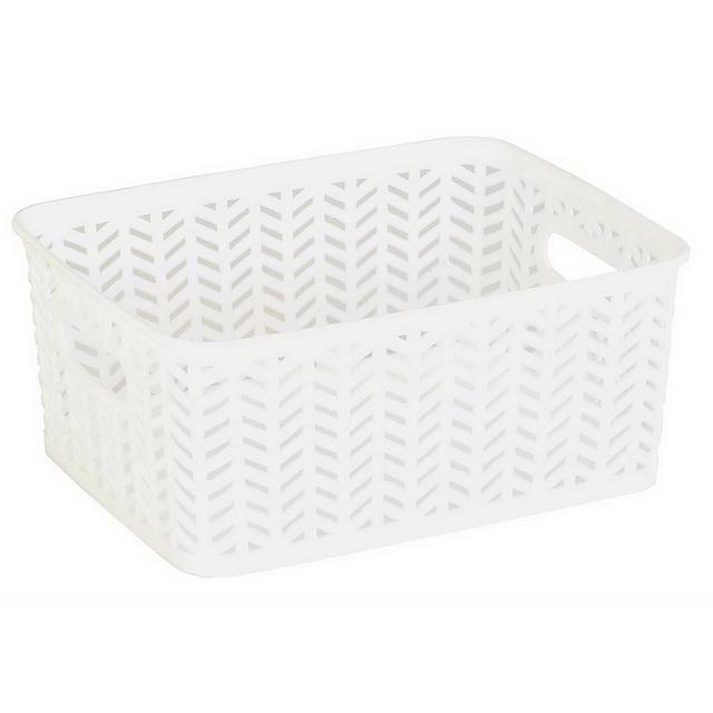 Simplify Small Herringbone Storage Bin White