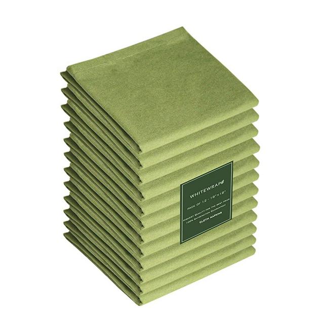 WHITEWRAP Kitchen Cloth Dinner Napkins 100% Ring Spun Cotton 12 Pack Natural Soft Comfortable Reusable Table Napkins Perfect for Holidays Parties Weddings Hotels Restaurants - 18" x 18", Green