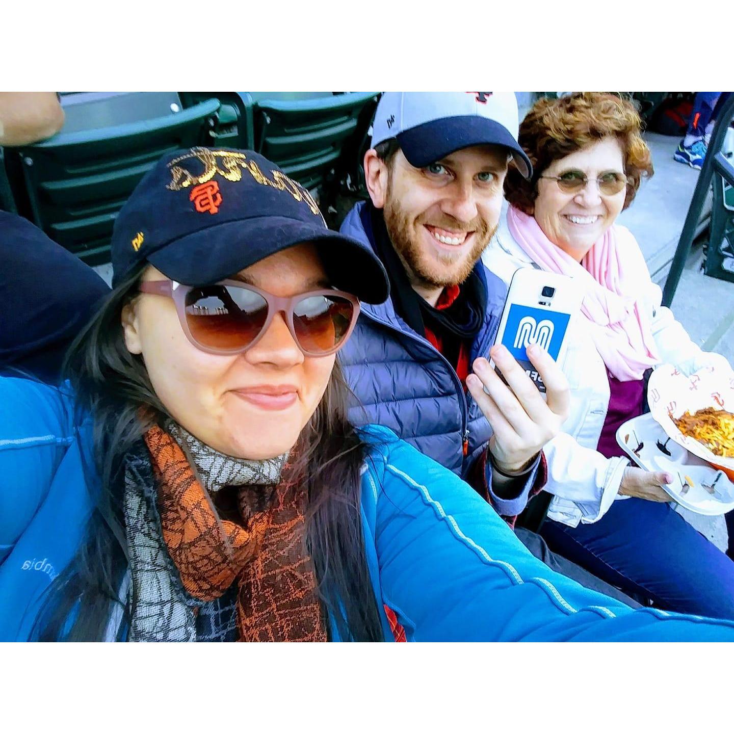 At an SF Giants game with Schad's mom a few years ago.