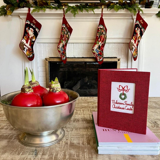 Christmas Card Photo Album with Embroidered Cover