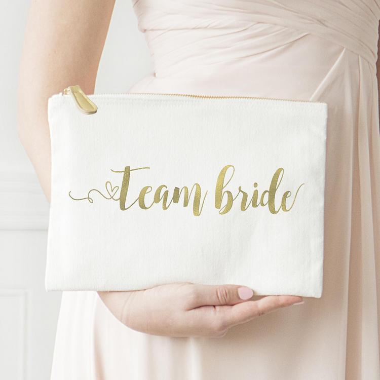 Cathy S Concepts Gold Foil Team Bride Canvas Clutch Zola