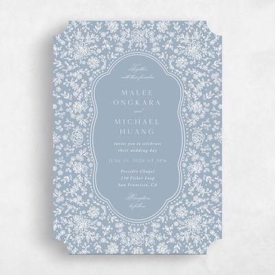 Blue Ticket Wedding Invitation - Justine Portrait