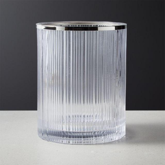 Athena Ribbed Glass Round Wastecan