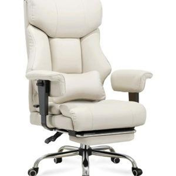 Color: Beige, Office Chair with Foot Rest