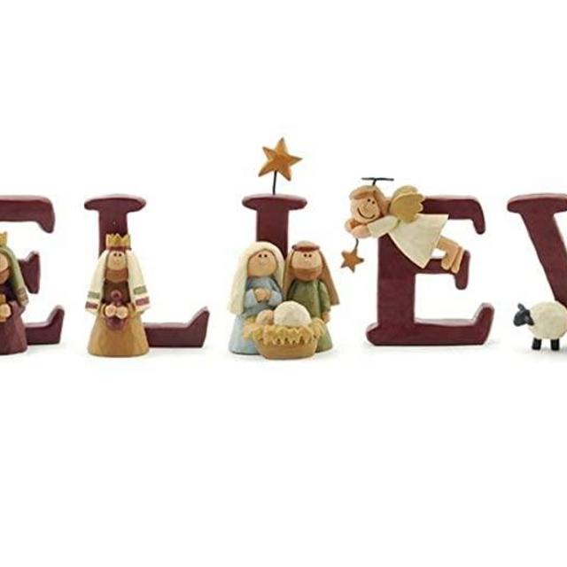 B-E-L-I-E-V-E Nativity Resin Christmas Decoration Set of 7 Letters - Size 1.75 in Tall