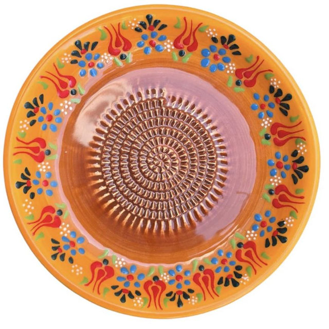 Spanish Grater Bowl, Ceramic Grater Plate, 7" Ceramic Garlic Grinder, Decorative Grater Bowl - Without Brush / Daisy Garden