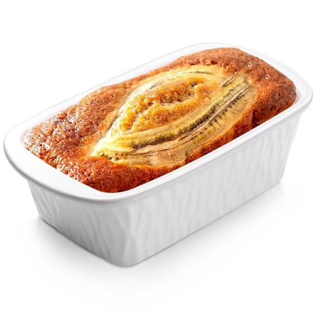NUTRIUPS 9 x 6 inch Loaf Pan, Rectangular Ceramic Bread Loaf Pan for Baking, Porcelain Nonstick Baking Bread Loaf Pan, Bread Baking Pan White