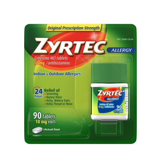 Zyrtec 24 Hour Allergy Relief Tablets - Cetirizine HCl - 90ct