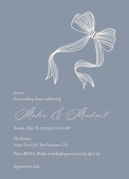 Lecco Portrait | Periwinkle Gray | Zola Wedding & Bridal Shower Invitations
