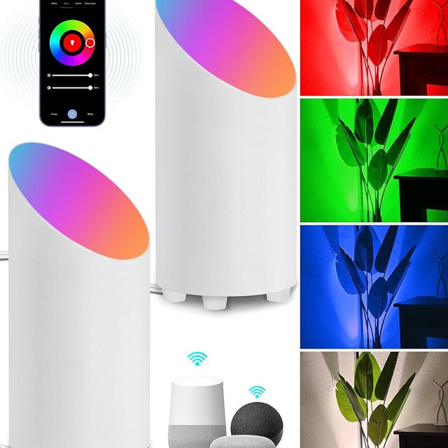 SUNVIE Smart Floor Can Light 5W RGBW Color Changing Up Lights Indoor with Timer 2700K-6500K Floor Spotlight Dimmable Uplighting Indoor Uplights for Plant Corner, APP Control Alexa & Google Home, 2PCS