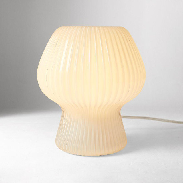 Ribbed Glass Table Lamp, Champagne, 9"