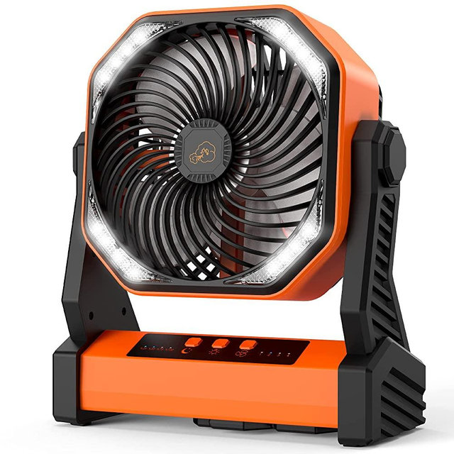 AddAcc 20000mAh Battery Operated Portable Fan 8 inch Rechargeable Camping Fan with LED Light with Hanging Hook for Tent Travel Car Jobsite Outdoor Fishing…