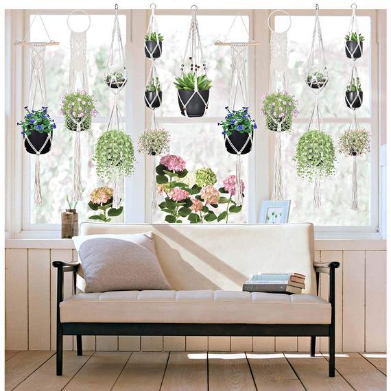 Hannah 5PC SET Bestselling Macrame House Plants Hangers