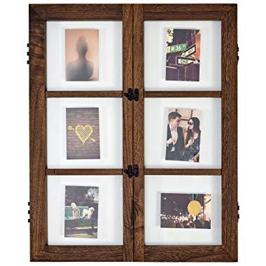 Stone & Beam Modern Windowpane Wood Picture Frame, 29.6"H, Walnut and Black