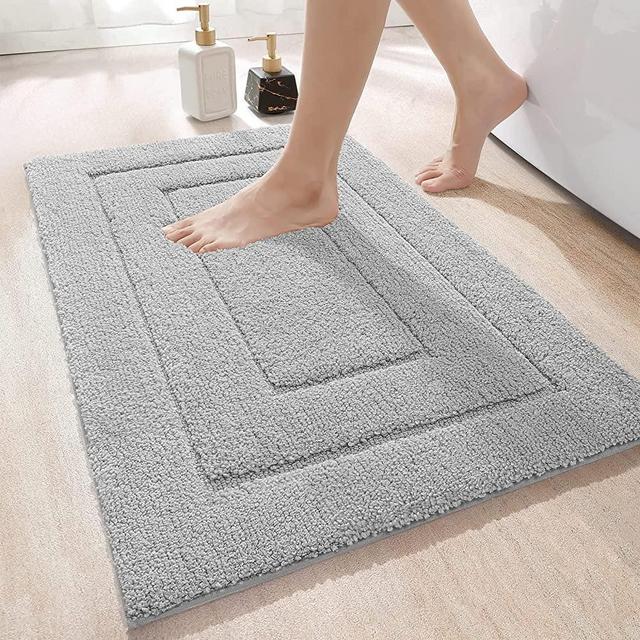 DEXI Bathroom Rug Mat, Extra Soft Absorbent Premium Bath Rug, Non-Slip Comfortable Bath Mat, Carpet for Tub, Shower, Bath Room, Machine Wash Dry, 20"x32", Light Grey