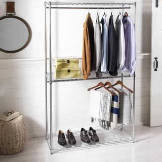 Katherine Double-Bar Garment Rack and Shelving Unit