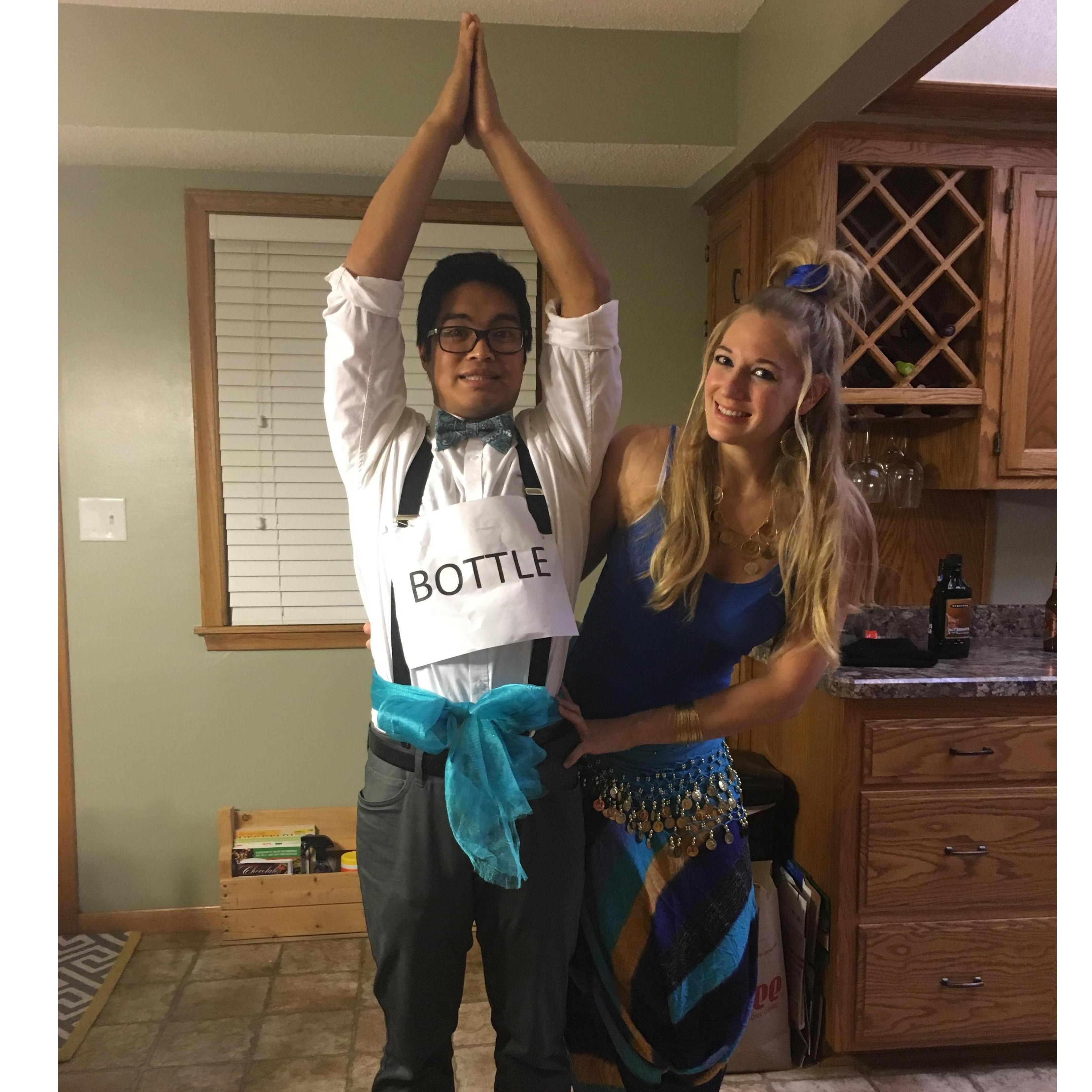 "I'm a genie in a bottle baby." My forever costume partner.