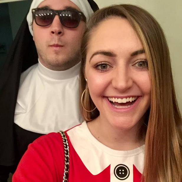 NYC Halloween; Santa & a nun