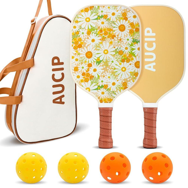 Pickleball Paddles, USAPA Approved Cute Pickleball Paddles Set of 2/4, Polypropylene Honeycomb Core, Fiberglass Pickleball Set with 2 or 4 Pickleball Rackets, 4 Balls, 1 Bag for Women