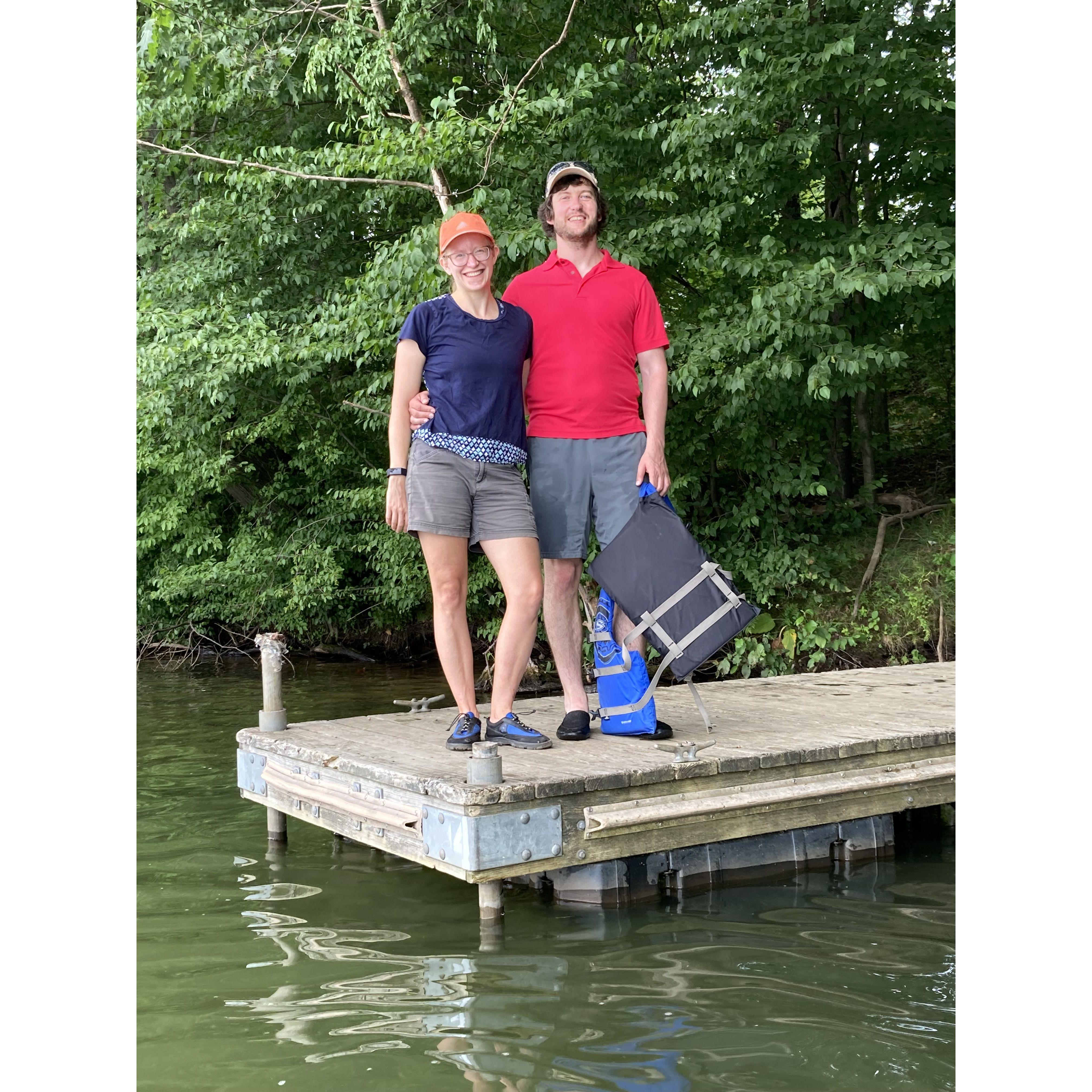 Kayaking with Ellen's family at Moraine State Park