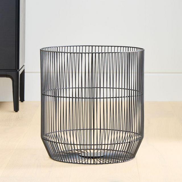 Fine Line Metal Round Basket, Large, 15.5"D x 16.5"H, Black