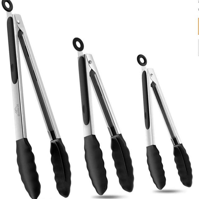 Premium Stainless Steel Locking Cooking Tongs with Silicone Tips