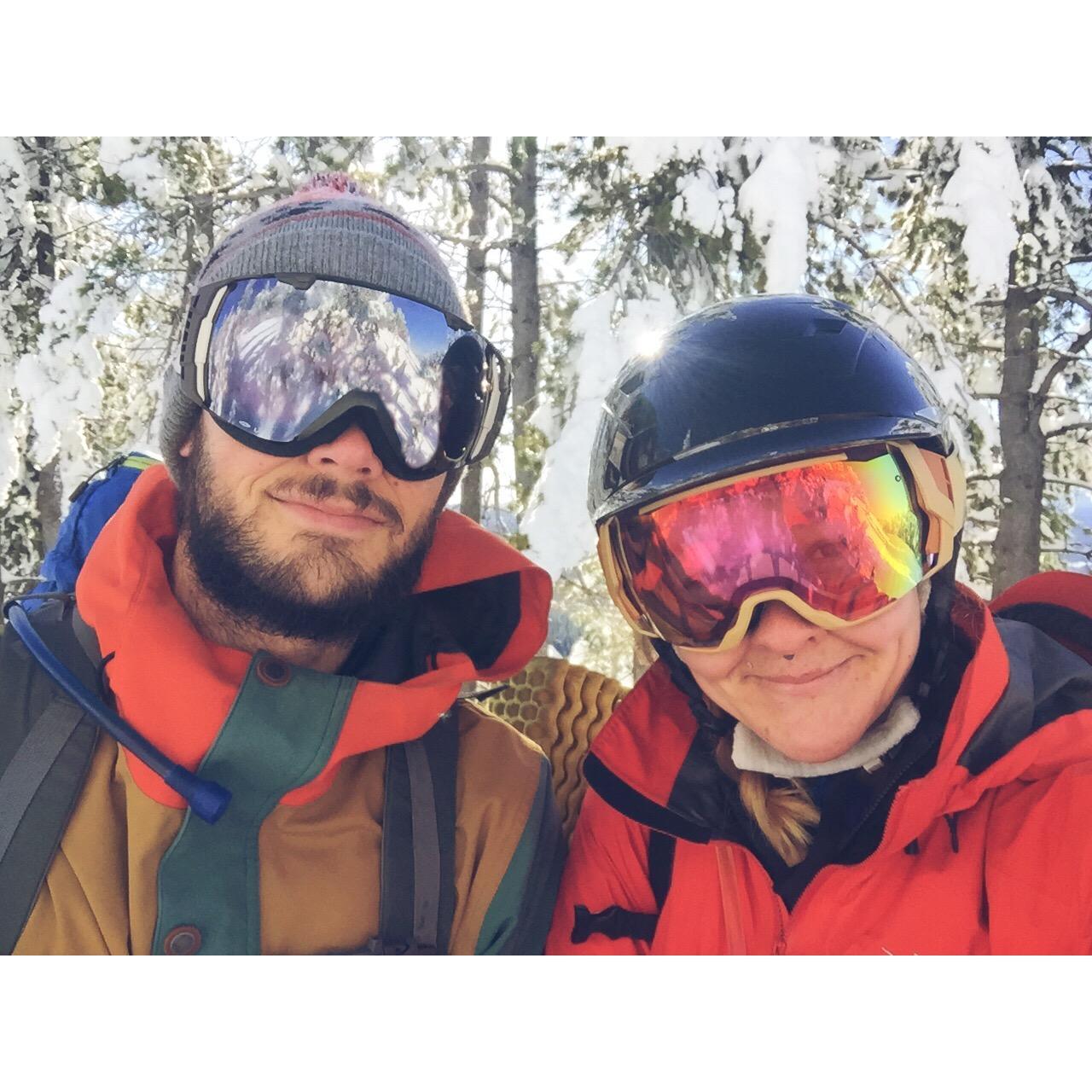 Backcountry skiing up at Paulina lake.