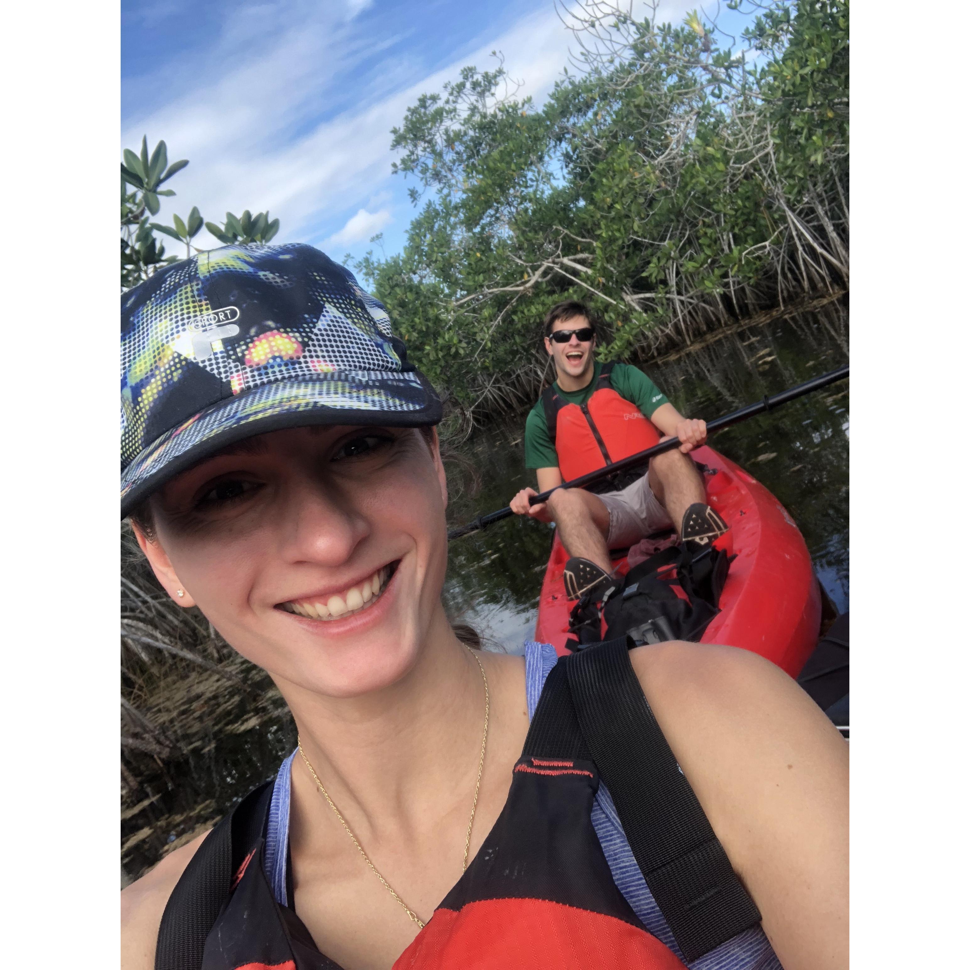 Kayaking through the mangroves in the Everglades National Park, FL