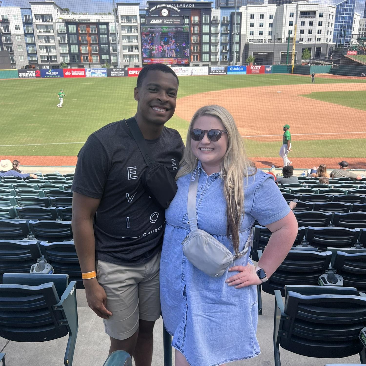 Attending a GBA event at the Greensboro Grasshoppers game!