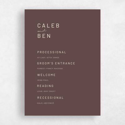 Brown Simple Wedding Program - Garret