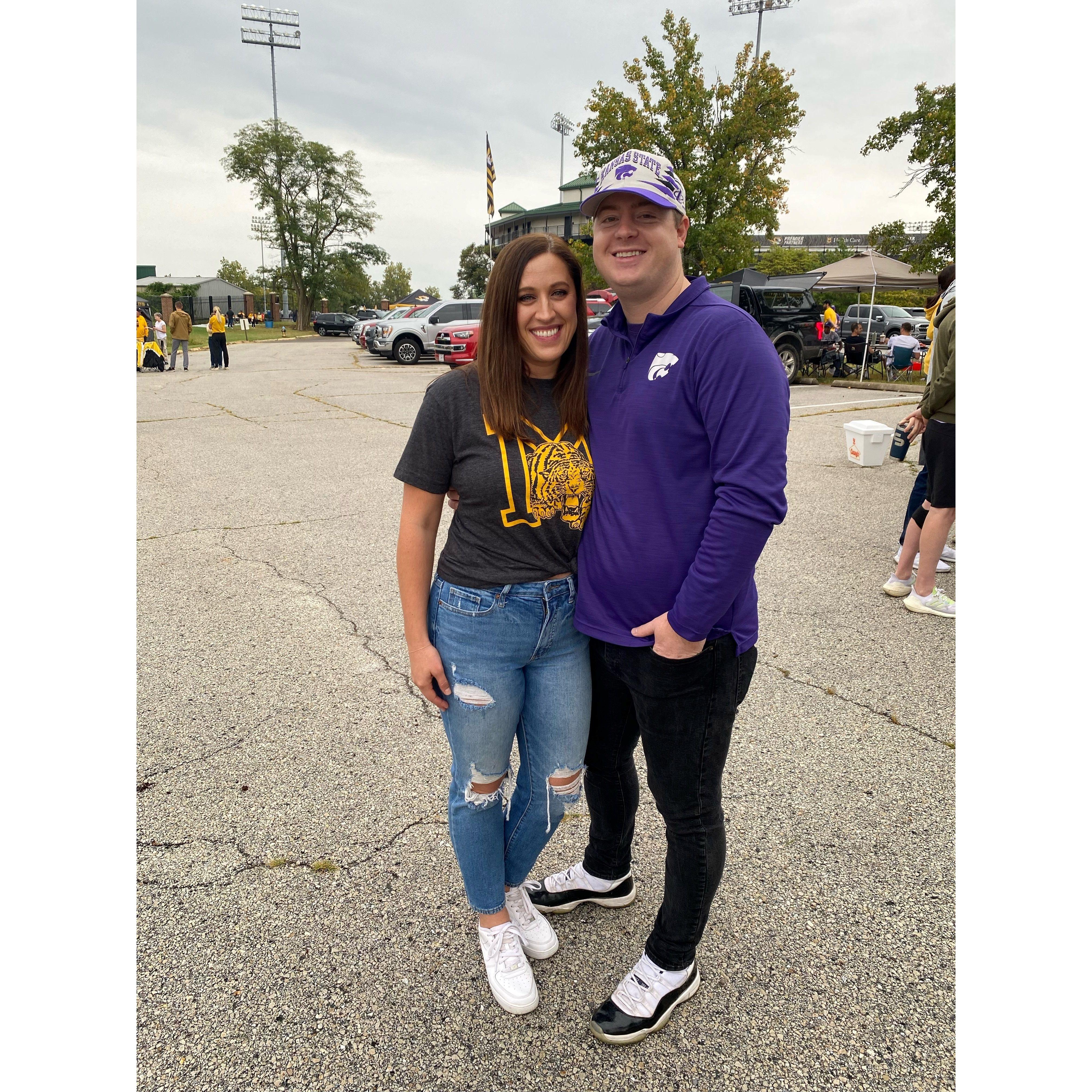First fight, but Calvin is slowly making Abby a K-State fan.