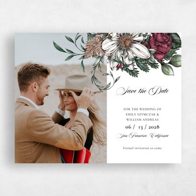 Burgundy, Red Wedding Save the Date - Poconos Portrait