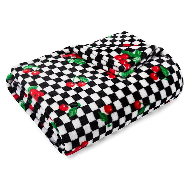 Betsey Johnson - Blanket, Buttery-Soft Throw Blanket for Couch or Bed, Boldly Plush & Oversized Bedding (Cherry Checker Red, 50" x 70")