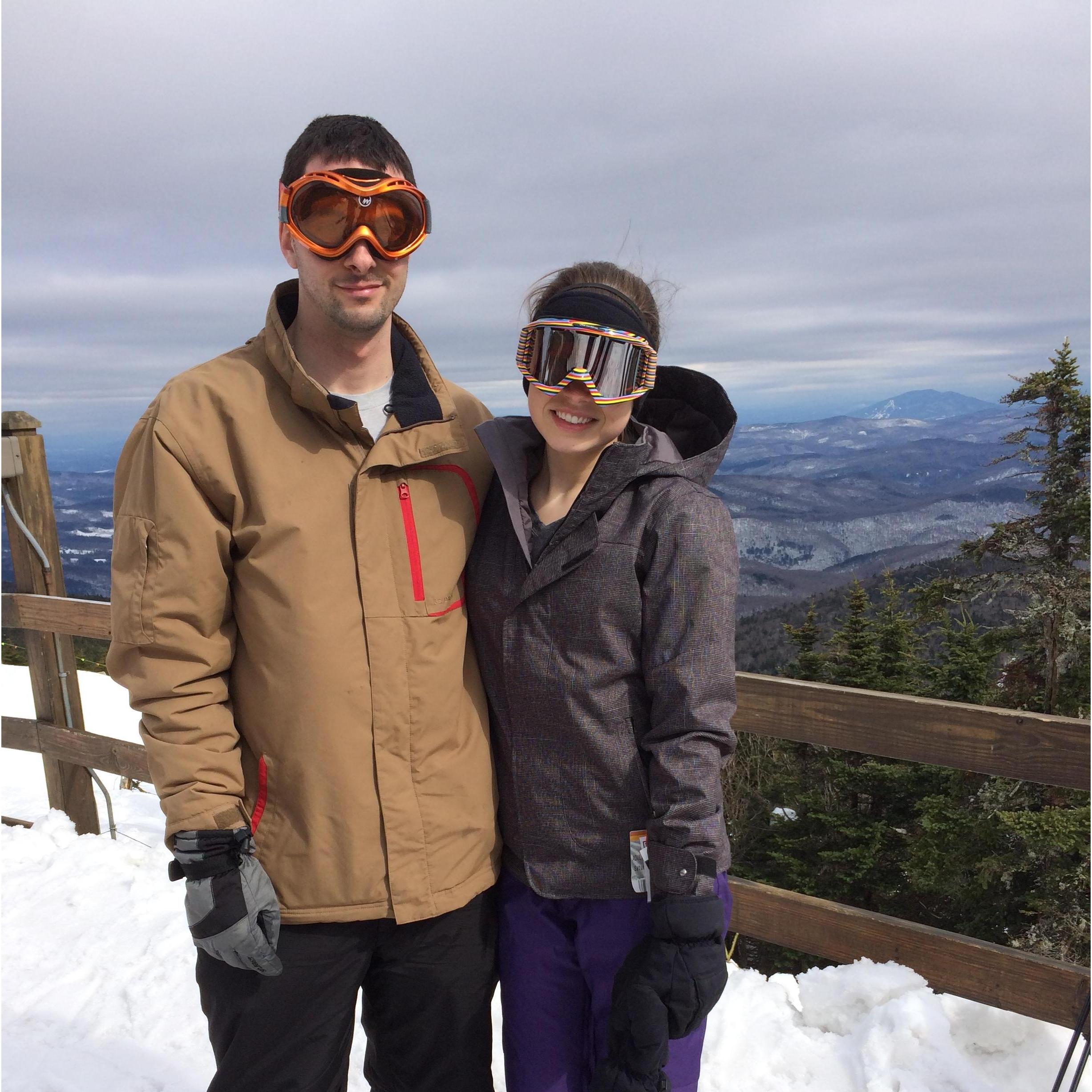 Derek loves skiing and Katie loves to pretend she loves skiing (for Derek).