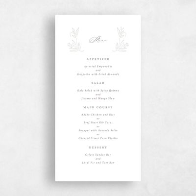 White Wedding Menu - Eze