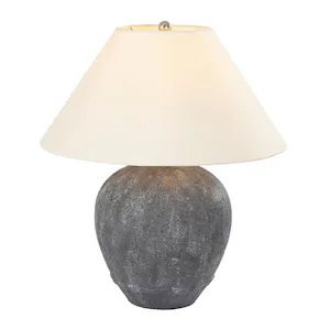 21.6 in. Dark Gray Ceramic Table Lamp with Cone-Shaped Lampshade