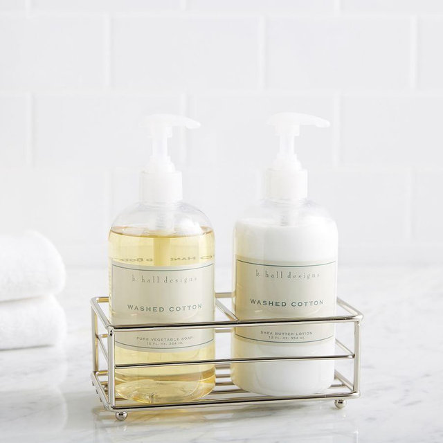 K. Hall Washed Cotton Soap & Lotion Caddy Set