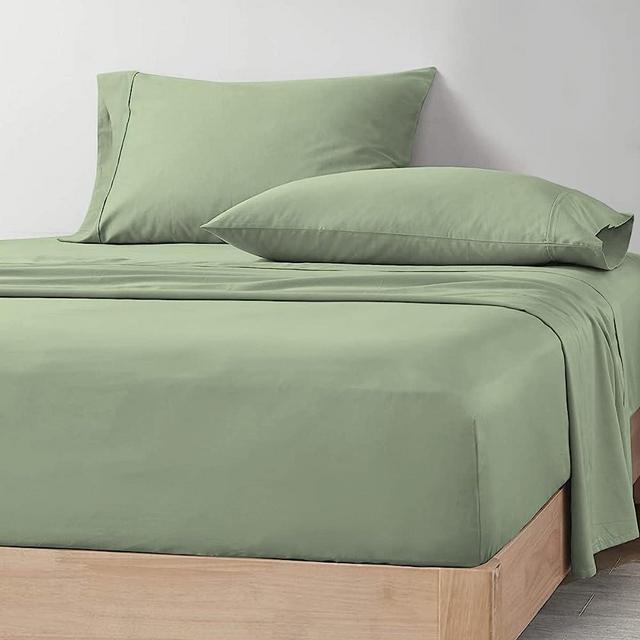 Comfort Bedding 600 TC 4Pcs Sheet Set- Flat, Fitted & Pillowcases Queen Size Moss 18 inch Drop Length Solid- Luxurious Soft for Premium Hotel Quality Sheets & Pillowcases