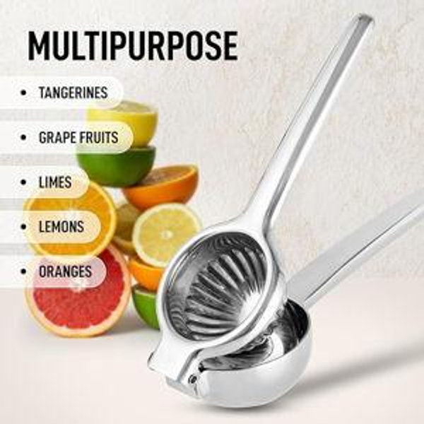 SILVER - Zulay Kitchen Lemon Squeezer Stainless Steel with Premium Quality Heavy Duty Solid Metal Squeezer Bowl - Large Manual Citrus Press Juicer and Lime Squeezer Stainless Steel - Silver