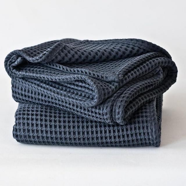 Viva Maison Waffle Bath Towel Sets for Bathroom - Soft, Quick Dry, Thin, Lightweight, 100% Turkish Cotton Towels 35x71 Inch (Anthracite, Set of 2 Bath Towels)