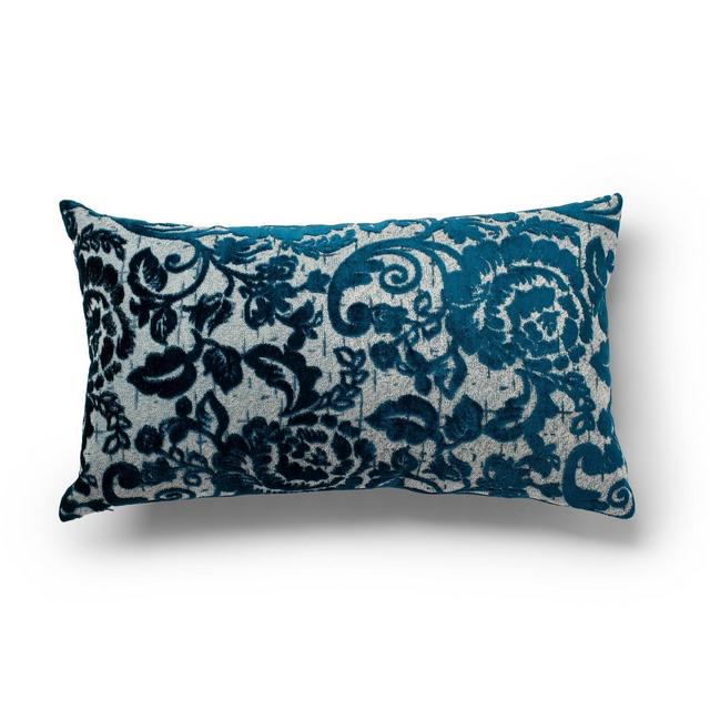 14"x24" Cindy Jacquard Blue Decorative Throw Pillow Blue - SureFit