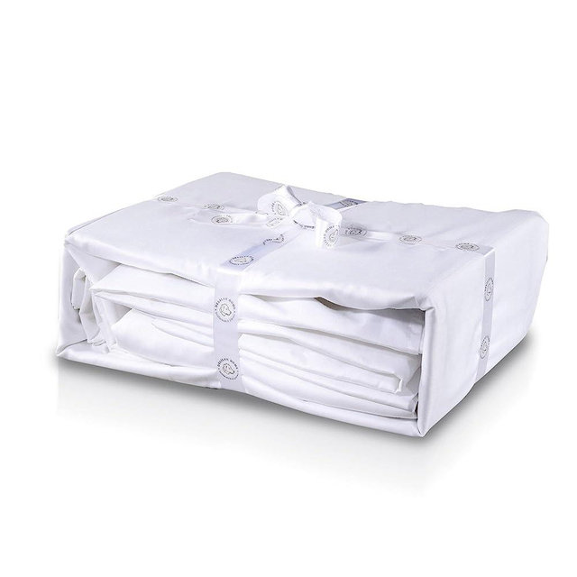 Delilah Home Sustainable Living 100% Organic Cotton Queen Bed Sheet Set, Certified by GOTS and Vegan.org, 300 Gram TC, Proudly Made in Portugal, 4 Piece Set, White
