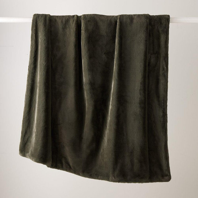 Faux Fur Plush Throw, 50x60, Dark Olive