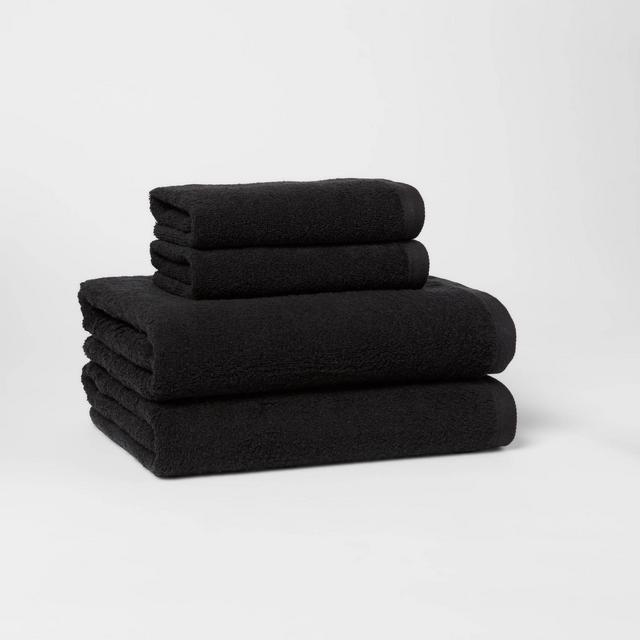 4pc Bath Towel/Hand Towel Set Black - Room Essentials™