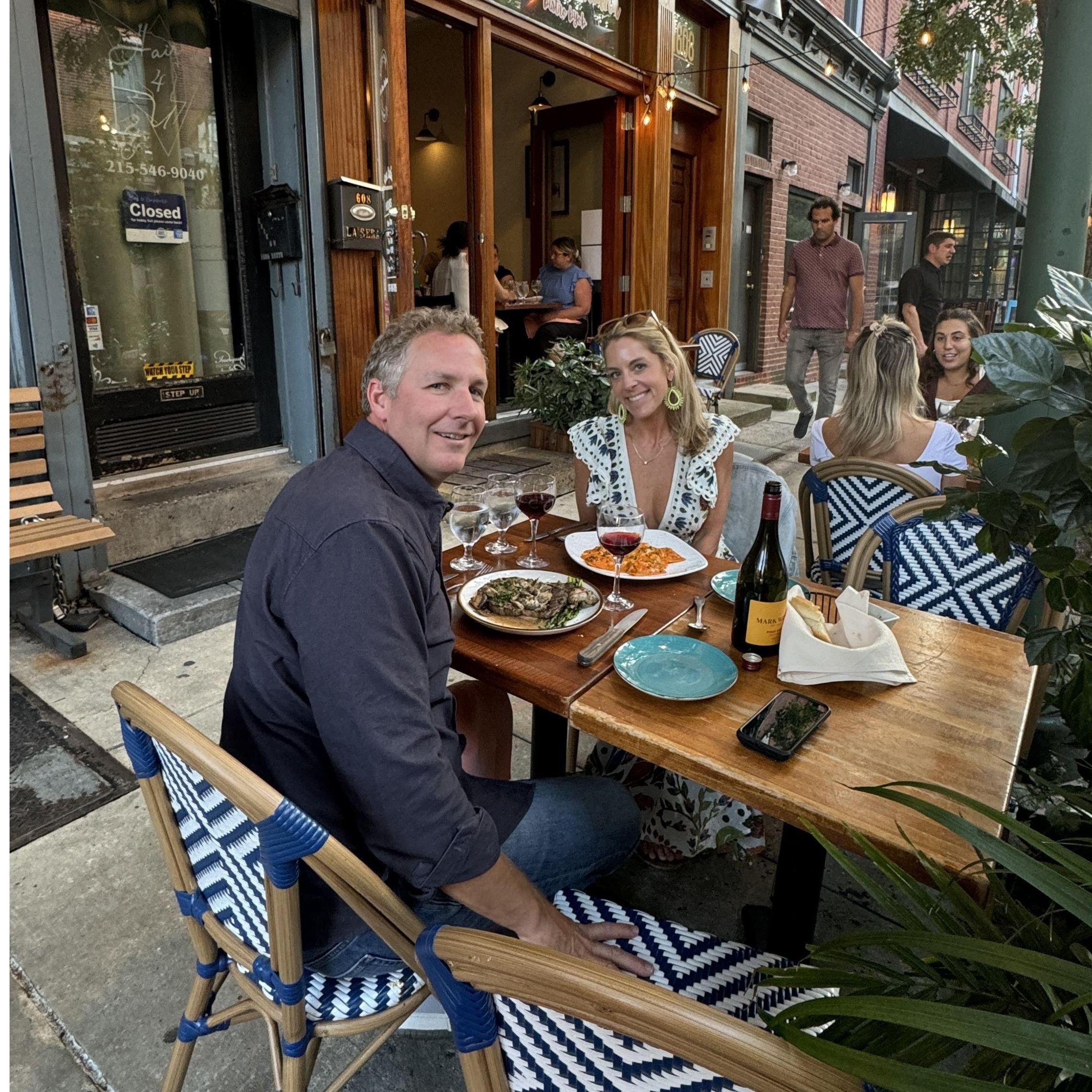 Date night at one of Philly's many BYOBs, which Blair frequented in college because she was never 21 in school & knew all the BYOBs that didn't check IDs haha