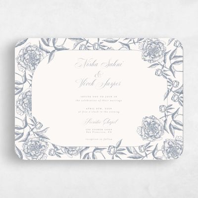 Grey Rounded Wedding Invitation - Pivoine Landscape